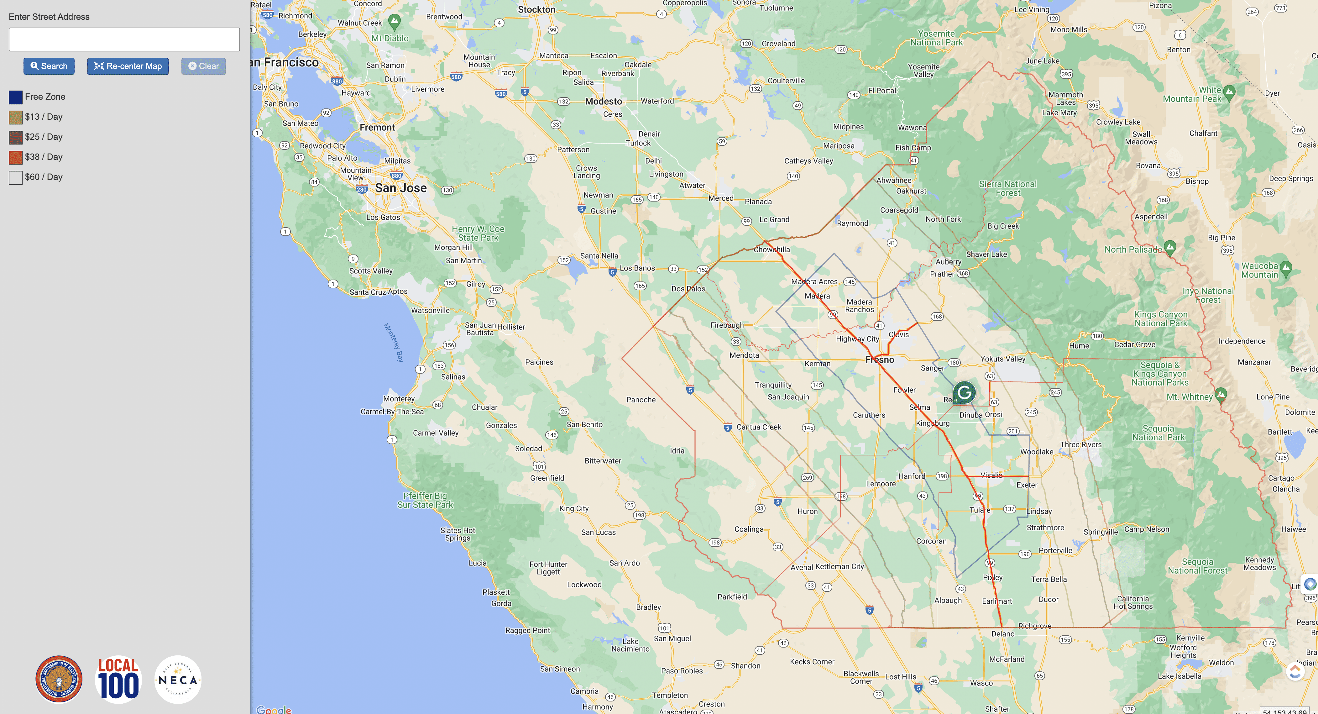 Fresno JATC Wage-Rates Map Graphic